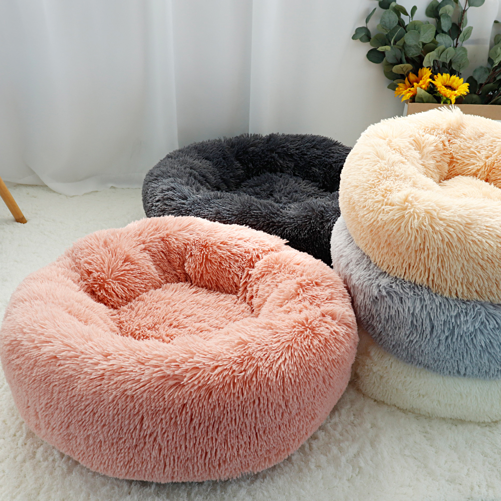 Pet Dog Bed Mat Fluffy Calming Dog Bed Blanket Long Plush Cat Dog House Beds Hondenmand Round Lounger Sofa Sleeping Bag Kennel