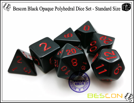 Bescon Black Opaque Polyhedral Dice Set-3