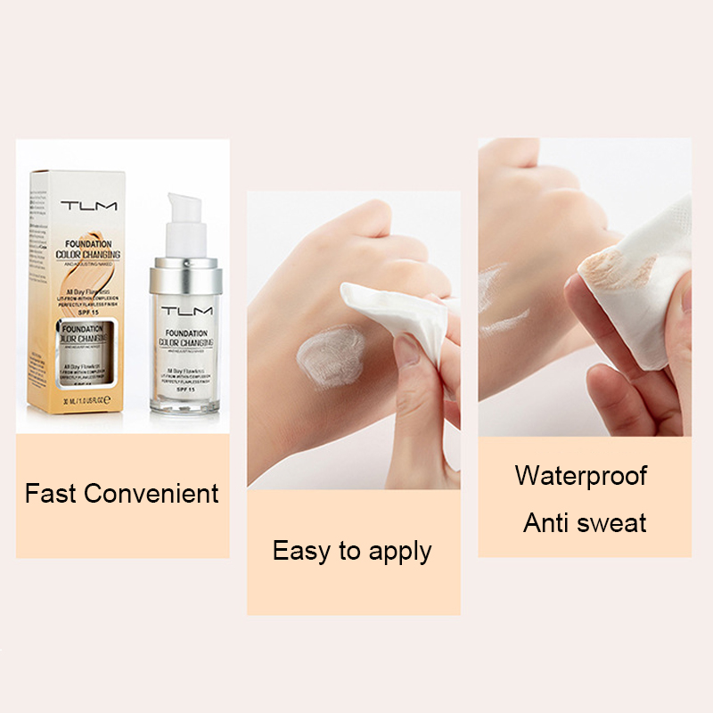 30ML Magic Color Changing Liquid Foundation Makeup Base Nude Face Cover Concealer Long Lasting Makeup Skin Tone Foundation MSD01