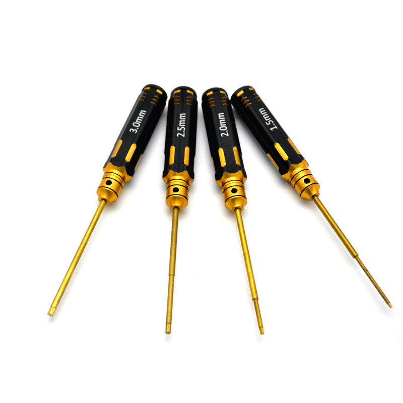 4PCS 1.5mm 2mm 2.5mm 3mm DIY Hexagonal Hex Screw Driver Tool Set Screwdriver Titanium Plating Hardened For RC Drone Models