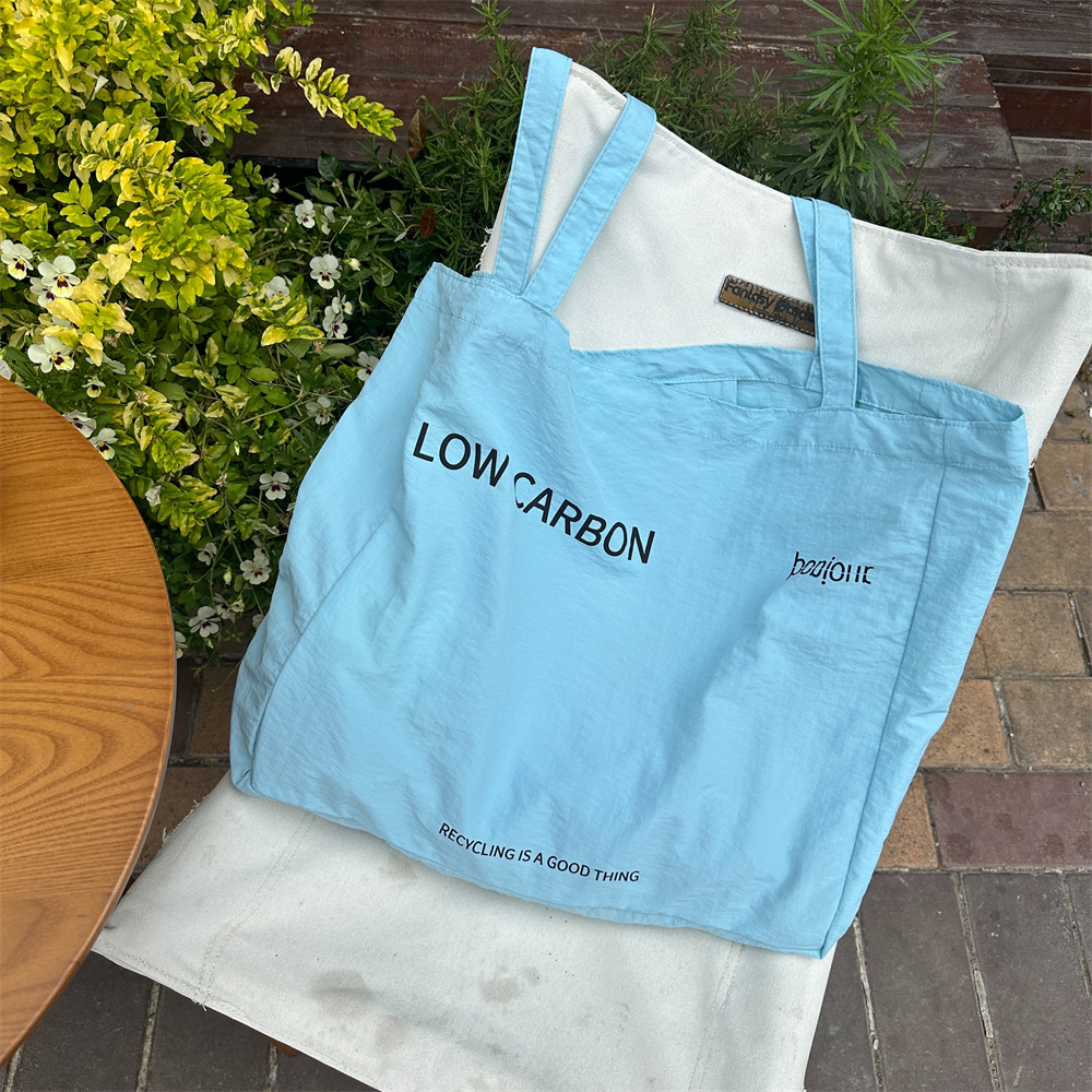 light blue canvas tote bag