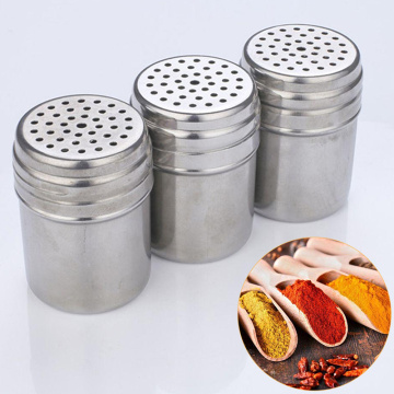 Stainless Steel Spice Jar Dredge Salt Sugar Spice Pepper Shaker Seasoning Can Rotating Cover Multi-purpose Kitchen Tool 7A1962