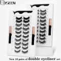 ISEEN10 Pairs Magnetic Eyelashs Set 3D False Eyelashes Extension Natural Lashs Waterproof Magnet Eyeline Liquid Tweezer