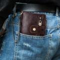 Genuine Cowhide Leather Men Wallet Black Coin Purse Mini Card Holder Chain PORTFOLIO Portomonee Male Walet Pocket Dropshiping