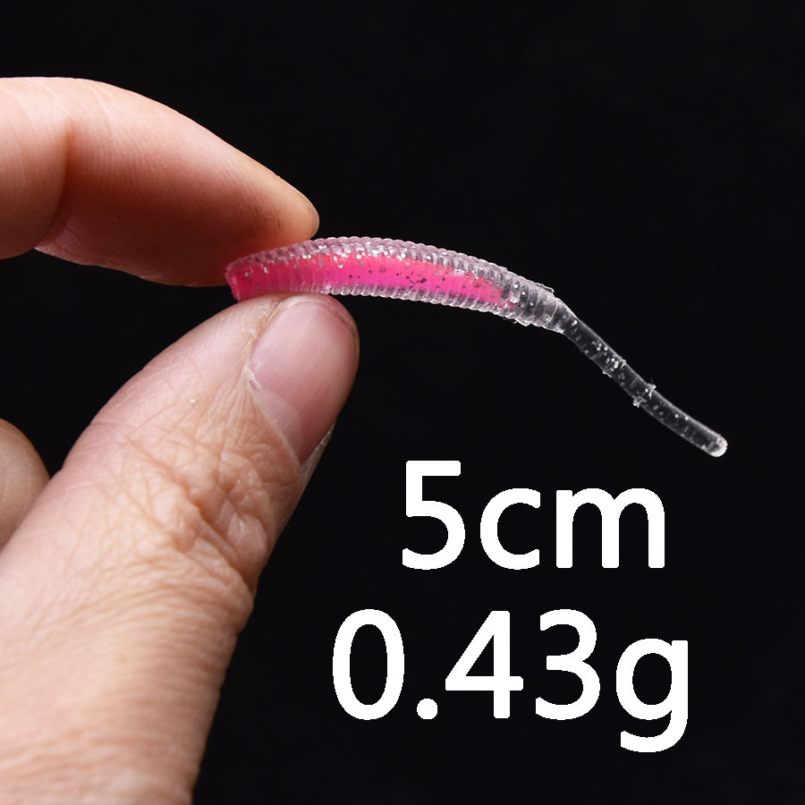 10pcs a bag 5cm 0.43g small fish soft lure bait , grub maggot worm soft rooting fishing tackle