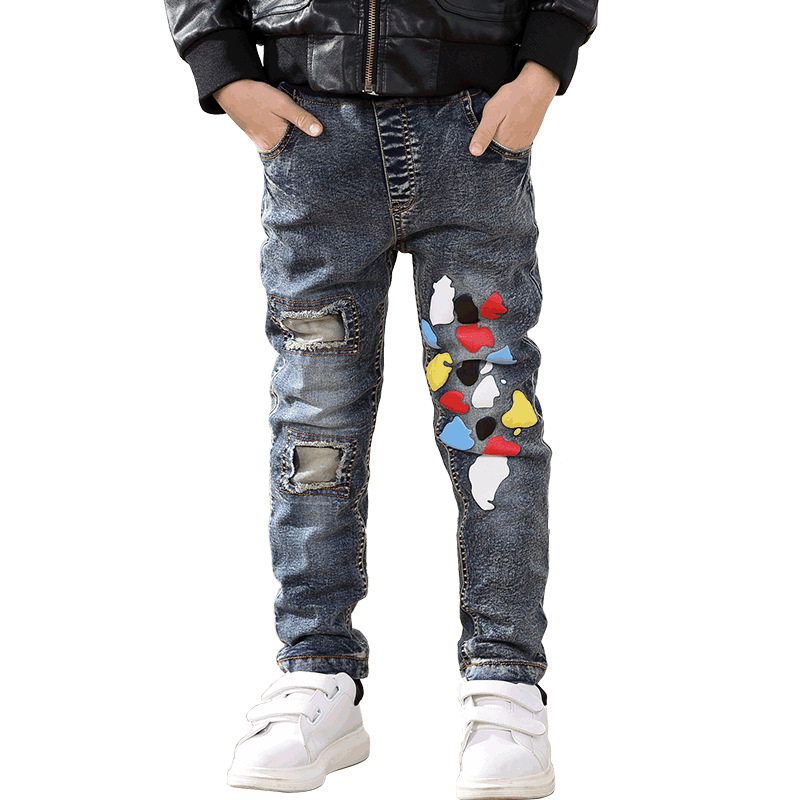 Winter Warm Boys Jeans Children Thicken Add Wool Denim Trousers Toddler Boys Clothes Teenager Washing Blue Jeans 3-10 boys pants
