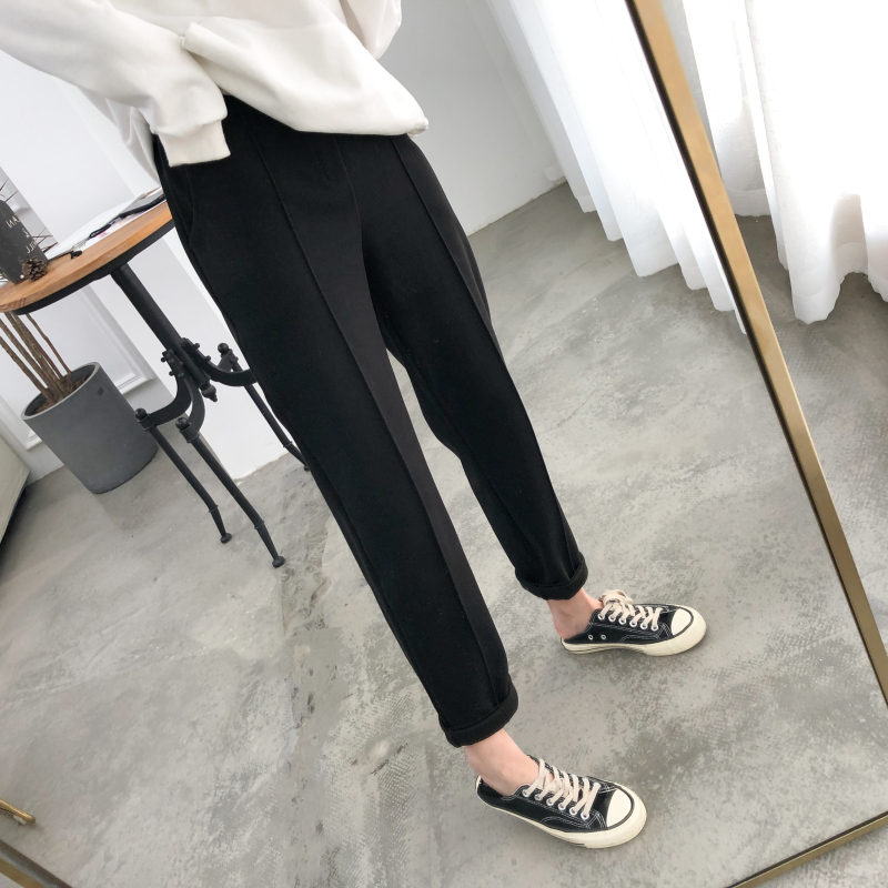 Winter Plus Size Wool Female Work Suit Young girl Pants Loose Female Trousers Capris Thicken Women Pencil Pants 2021 Spring 921F