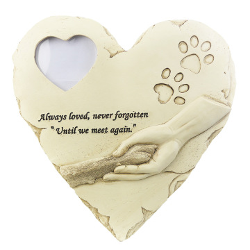 NEW Memorial Tombstone for Pet Keepsake Gravestone Tomb Dog Cat Paw Print Animal Funeral Footprint Shaped Can Put Photos