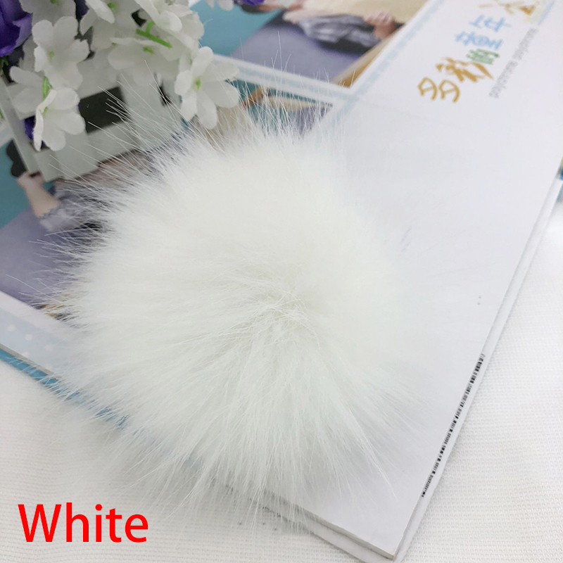 12CM DIY Luxury Fur PomPom Natural Fox Hairball Hat Ball Pom Pom Handmade Large Hair Ball Hat With rubber band