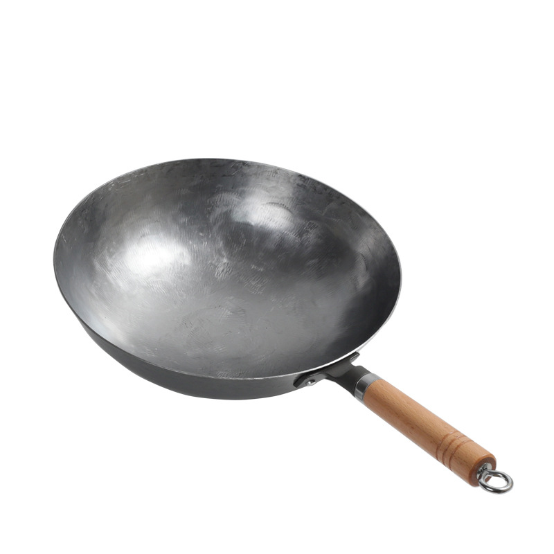 Wok Traditional Handmade Household Chinese Healthy Uncoated Uniformly Heated Non-stick Pan With A Pointed Bottom Easy To Clean