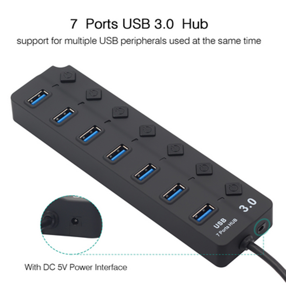Hot Sale USB Hub 3.0 USB Splitter Fast Charger Multi USB 3.0 Hub 4USB/7 Port Hab Computer Accessories Hub For PC Dropshipping