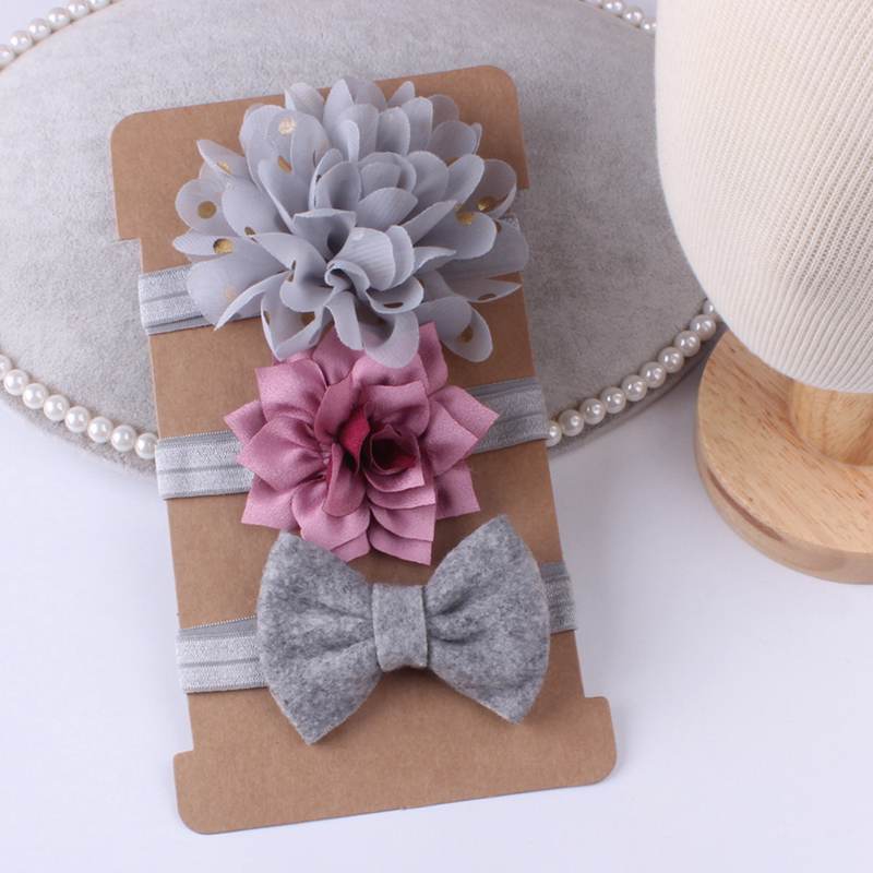 3Pcs/Set Baby Girl Headbands Ribbon Elastic Hair Bands Headdress Kids Hairband Lace Bow Flower Baby Headband Hair Accessories