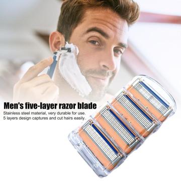 4 PCS 5 Layers Men Face Shaving Razors Blades Male Manual Razor Blades For Standard Beard Shaver Trimmer Blades