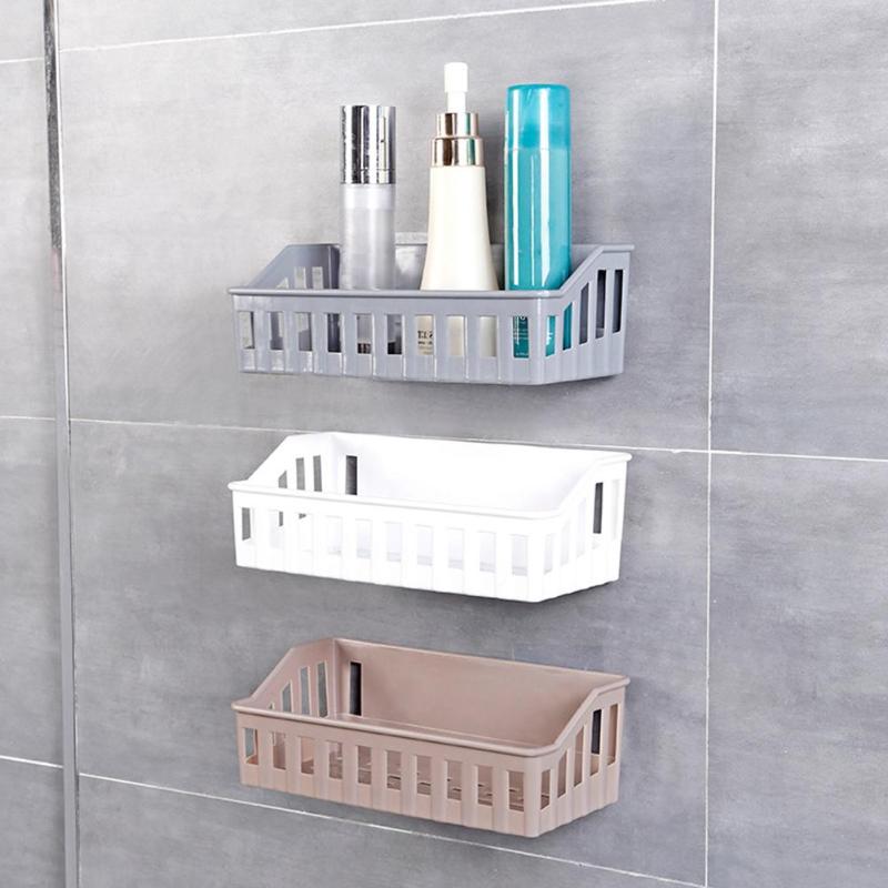 Punch-Free bathroom Shelf Plastic Toilet bathroom Vanity wall hanging bathroom storage rack basket Cosmetics Organizer Rack