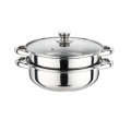 Steamer Pot 28CM Stainless Steel Steam Pot Thicken Double Boiler 2-Layer Steamer Induction Cooker Steaming Pot Soup Pot for Home