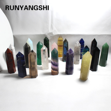 85-90mm Stone Point Tower Wicca Healing Crystal hexagon Natural Minerals Magic Wand Home Decor Wedding Amethyst Rose Quartz