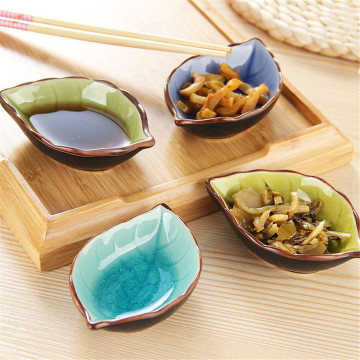 1PC Creative Handcraft Leaves Ceramic Plates Kitchen Vinegar Seasoning Sauce China Dinnerware Japanese Sushi Dishes Snacks