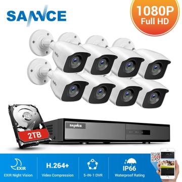 SANNCE 8CH 1080P Lite DVR CCTV System 4/8pcs FD 2.0MP Security Cameras IR Outdoor IP66 Video Surveillance Kit Motion Detection