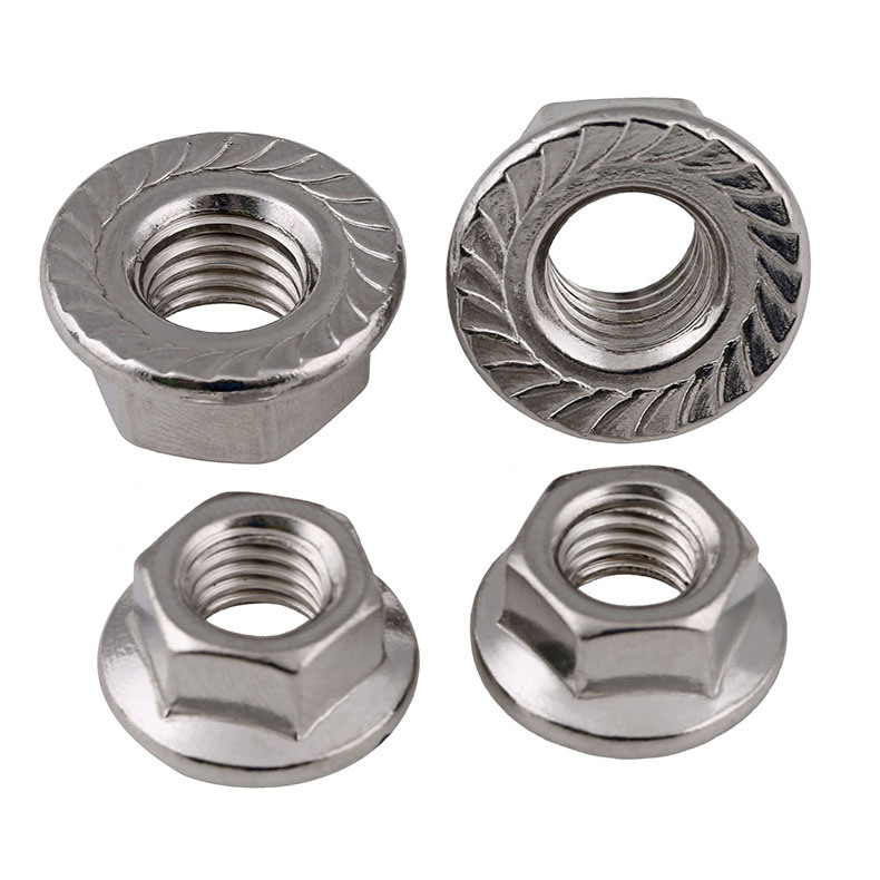 20/5pcs DIN6923 M4 M5 M6 M8 M10 M12 left thread Flange Hex Nut 304 Stainless Steel non-slip lock nut antiskid nut