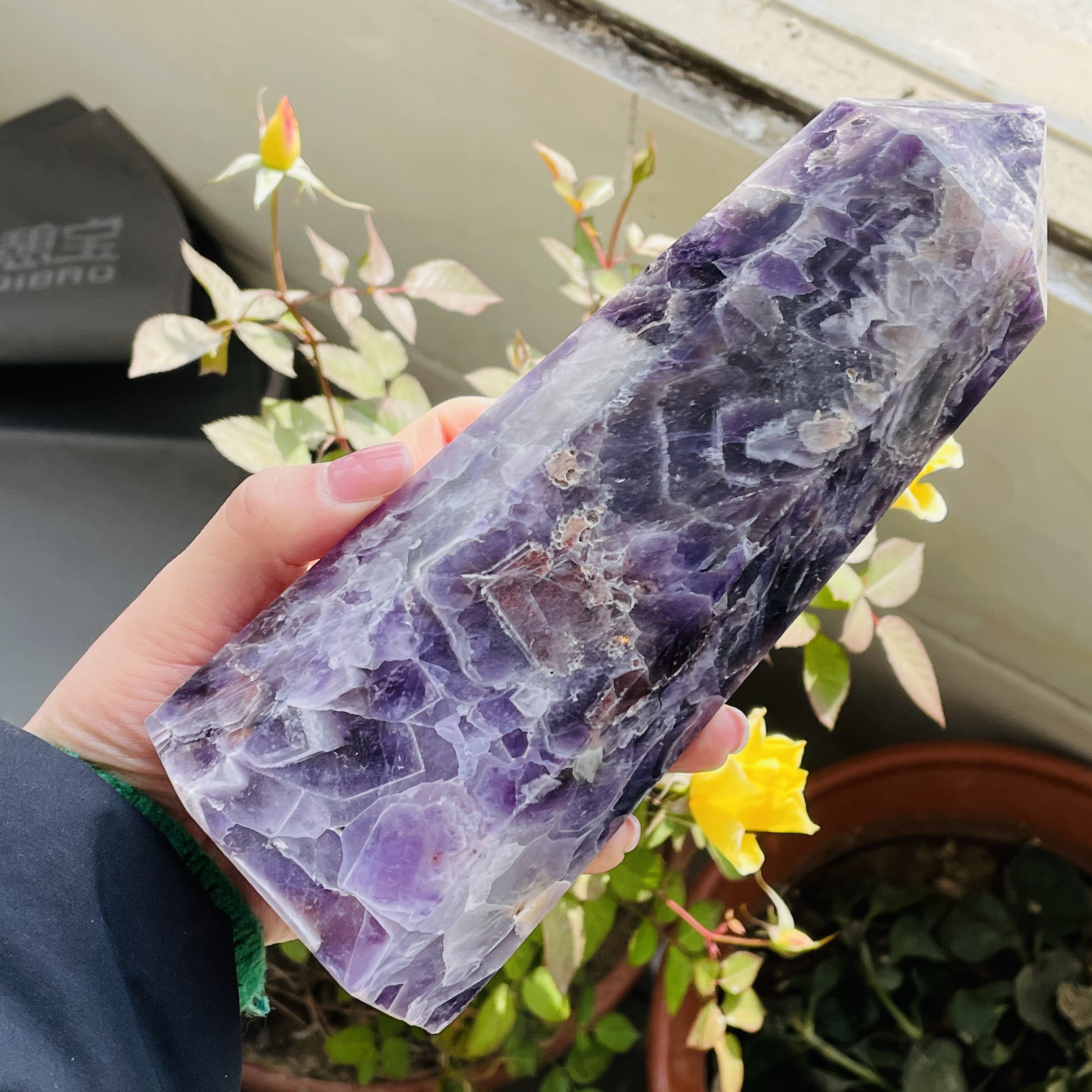 300-1000g Natural Amethyst Quartz Crystal Wand Point Healing Obelisk Home Decoration(With Geode)