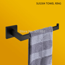 High Quality SUS304 Stainless Steel Matte Black Finish Towel Ring Bathroom Towel Holder Towel Rack Export To European Free Ship