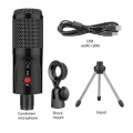 Condenser Microphone With Tripod USB Computer Studio Microphone For PC Microphone For Phone Karaoke Microphone With Sound Card