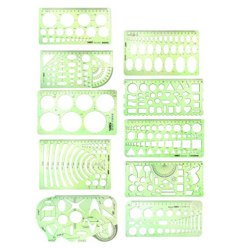 uxcell 10pcs Geometric Drawing Template Measuring Ruler Plastic for Drawing Engineering Art Design and Building Formwork