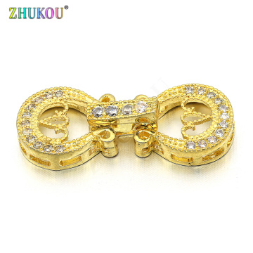 11*26mm Brass Cubic Zirconia Gold Clasps Hooks for Diy Jewelry Findings Accessories, Model: VK32