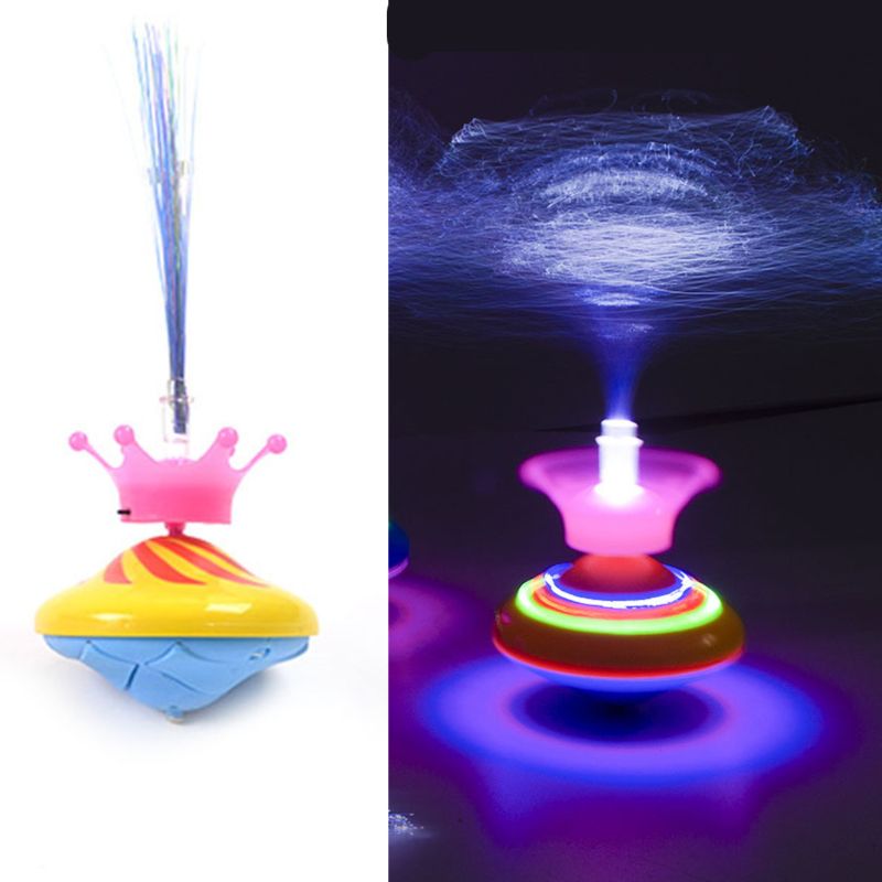 Novelty Light Fiber Spinning Top Laser Music Luminous Music Gyro Light Up Kid Toy 95AE