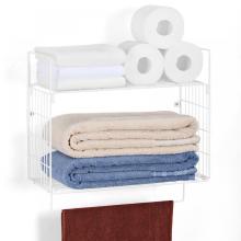 Wall Mounted Towel Rack With Shelf 2 Tier