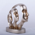 Nordic Family Gold Half Face Statue Minimalist Character Resin Sculpture Home Decoration Accessories Modern Christmas Gift