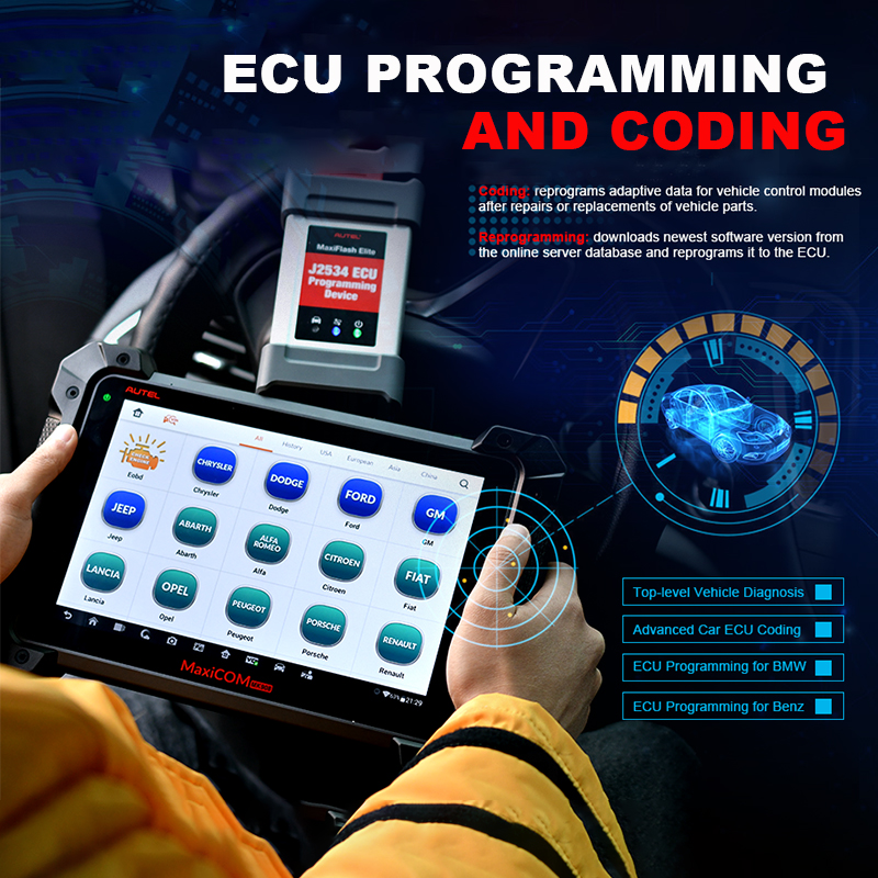Autel MaxiCOM MK908P MS908P Automotive Diagnostic Tool OBD2 Scanner All System ECU programming J2534 Programmer PK Maxisys Elite