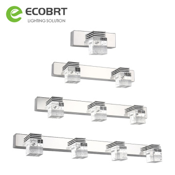 ECOBRT LED Modern Bathroom Mirror Vanity Lighting Fixtures Waterproof Crystal Wall Light Sconce Bedroom Makeup Mirror Lights