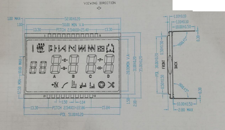 VA module LCD Integrated display 52X35