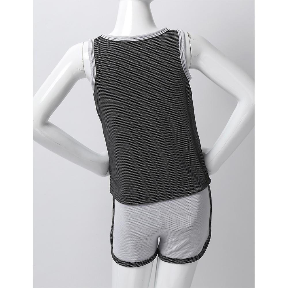 Kids Ballet Dance Costume Outfit Girls Boys Activewear Sleeveless Vest Tops With Shorts Set Fitness Exercise Dance Practice Wear