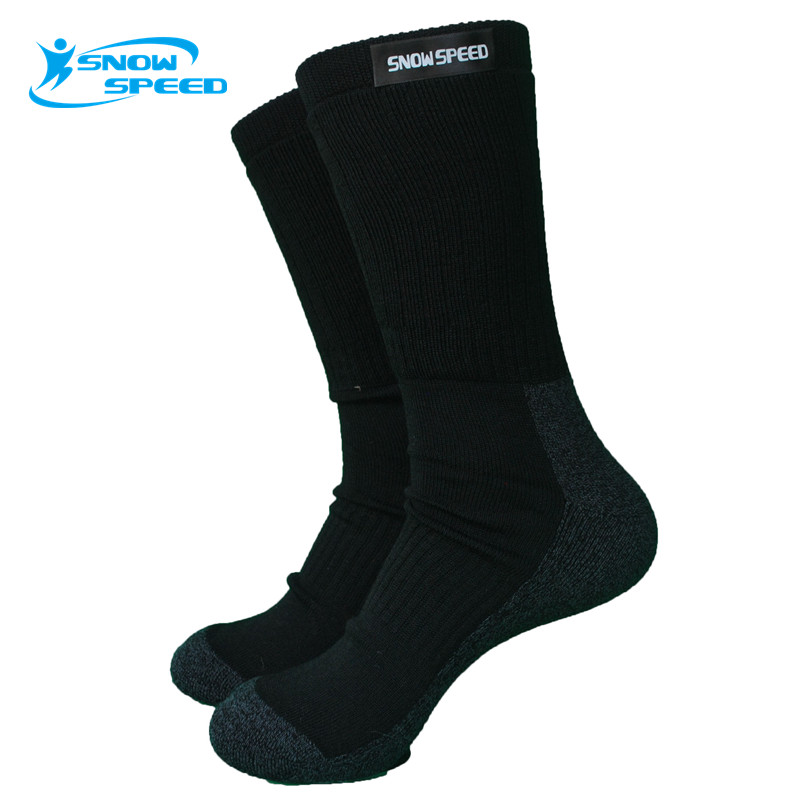 1 Pair Outdoor Sports 70%Merino Wool Thick Ski Socks Men's Socks Black Color