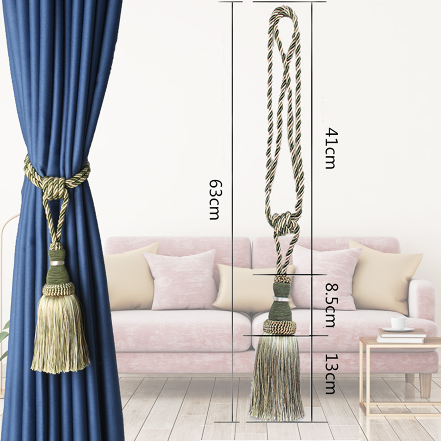 BELAVENIR 2Pcs Home Decoration Polyester Tassel Tiebacks Curtain Holder Handmade Tassel Curtain Rope Holdback WIndow Drape