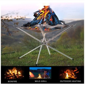 Portable Fire Pits Outdoor Camping Foldable Mesh Fire Pits Portable Fireplace Cleanable Eco-Friendly Steel Material