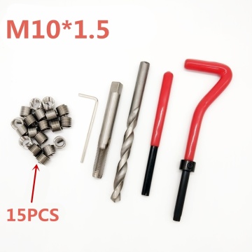 15pcs Car Pro Coil Drill Tool Metric Thread Repair Insert Kit M10 for Helicoil Car Repair Tools Coarse Crowbar