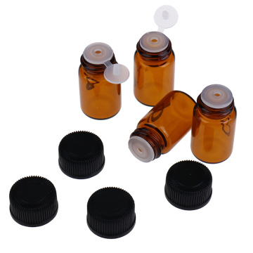 10Pcs/set 2ML Mini Amber Glass Bottle With Orifice Reducer And Cap Small Essential Oil Vials