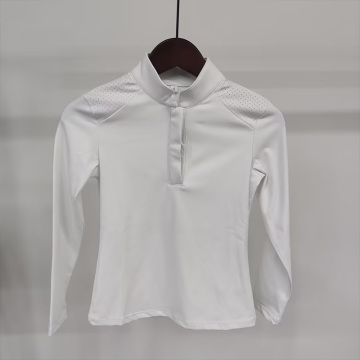 Girl White Equestrian Performance Shirts