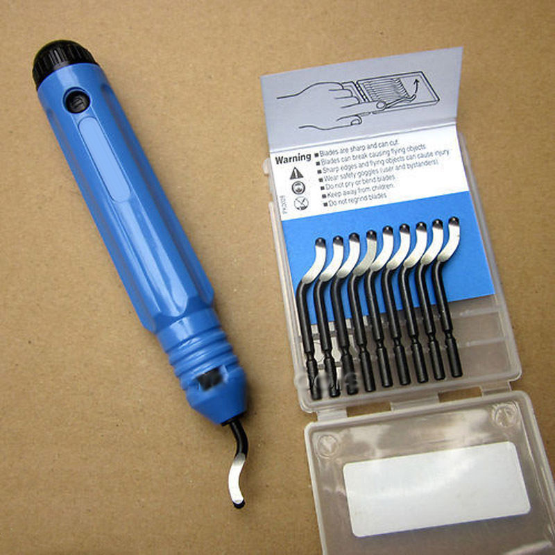 Burr Handle W/ 10pcs BS1010 Blades Hand Deburring Tool for Copper Tube Reamer Tool Parts Trimming Knife Burr Scraper