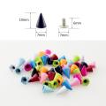 50sets 7*10mm Bullet Cone Colored Studs And Spikes For Clothes DIY Handcraft Garment Rivets For Leather Bag Shoes Tachuelas Ropa