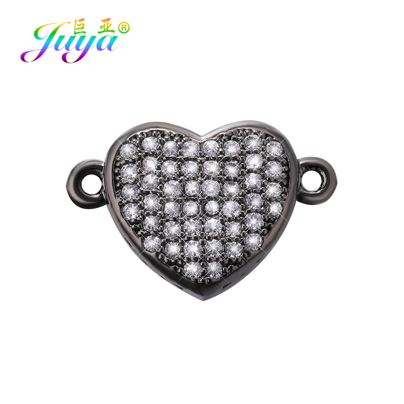 Juya DIY Jewelry Making Supplies Handmade Love Heart Charm Connector Accessories For Needlework Bracelet Necklace Earring Making