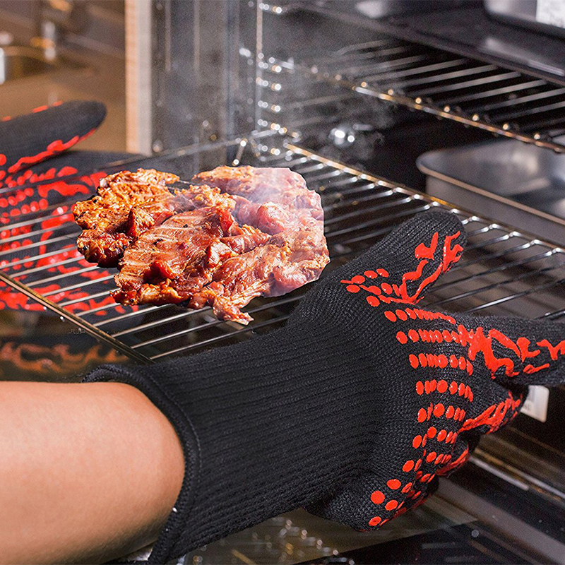 1 Pair Heat Resistant Thick Silicone Cooking Baking Barbecue Oven Gloves BBQ Grill Mittens Dish Washing Gloves Kitchen