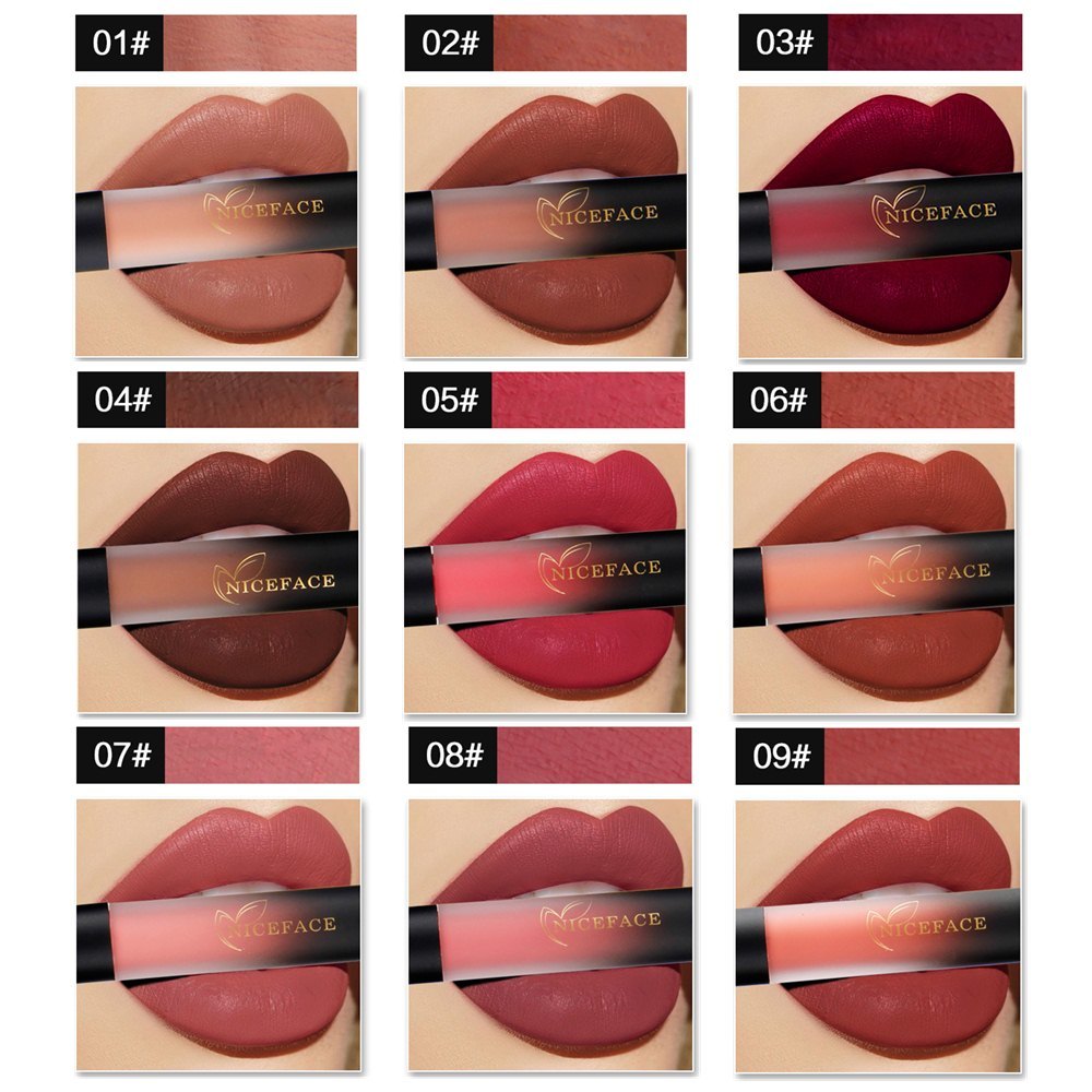 NICEFACE 18Color Matte Liquid Lipstick Waterproof Makeup Long Lasting Lipsticks Easy To Wear Nude Red Brown Women Matt Lip Gloss