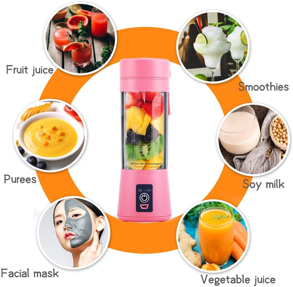 380ml Portable Juicer Electric USB Rechargeable Smoothie Blender Machine Mixer Mini Juice Cup Maker fast Blenders food processor