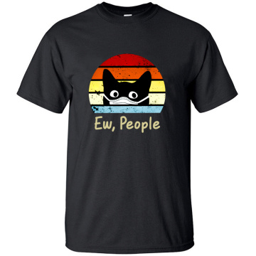 Mask Kawaii Cat Ew People Casual Street Outdoor T Shirt Printed Short Sleeve Tshirts Summer Cool Top Men Cotton Fitted Tshirt