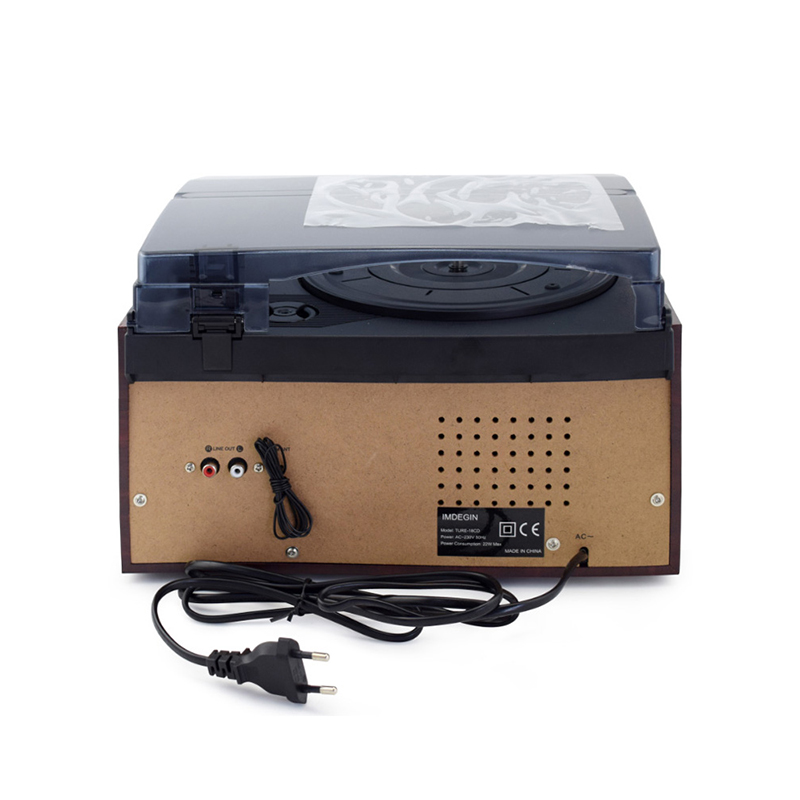 3 Speed Bluetooth Vinyl Record Player Vintage Turntable CD&Cassette Player AM/FM Radio USB Recorder Aux-in RCA Line-out