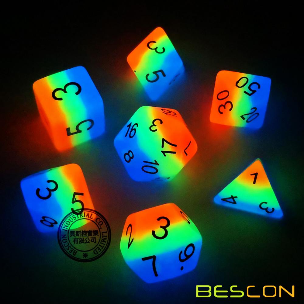 French Kiss Glowing Dnd Game Dice Set 3